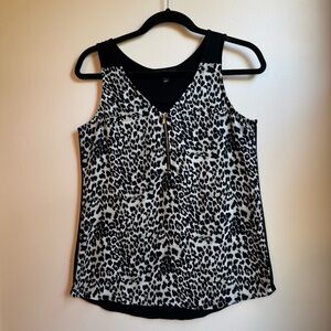Fortune+Ivy Animal Print Top Black White Women's Small (A1007)‎